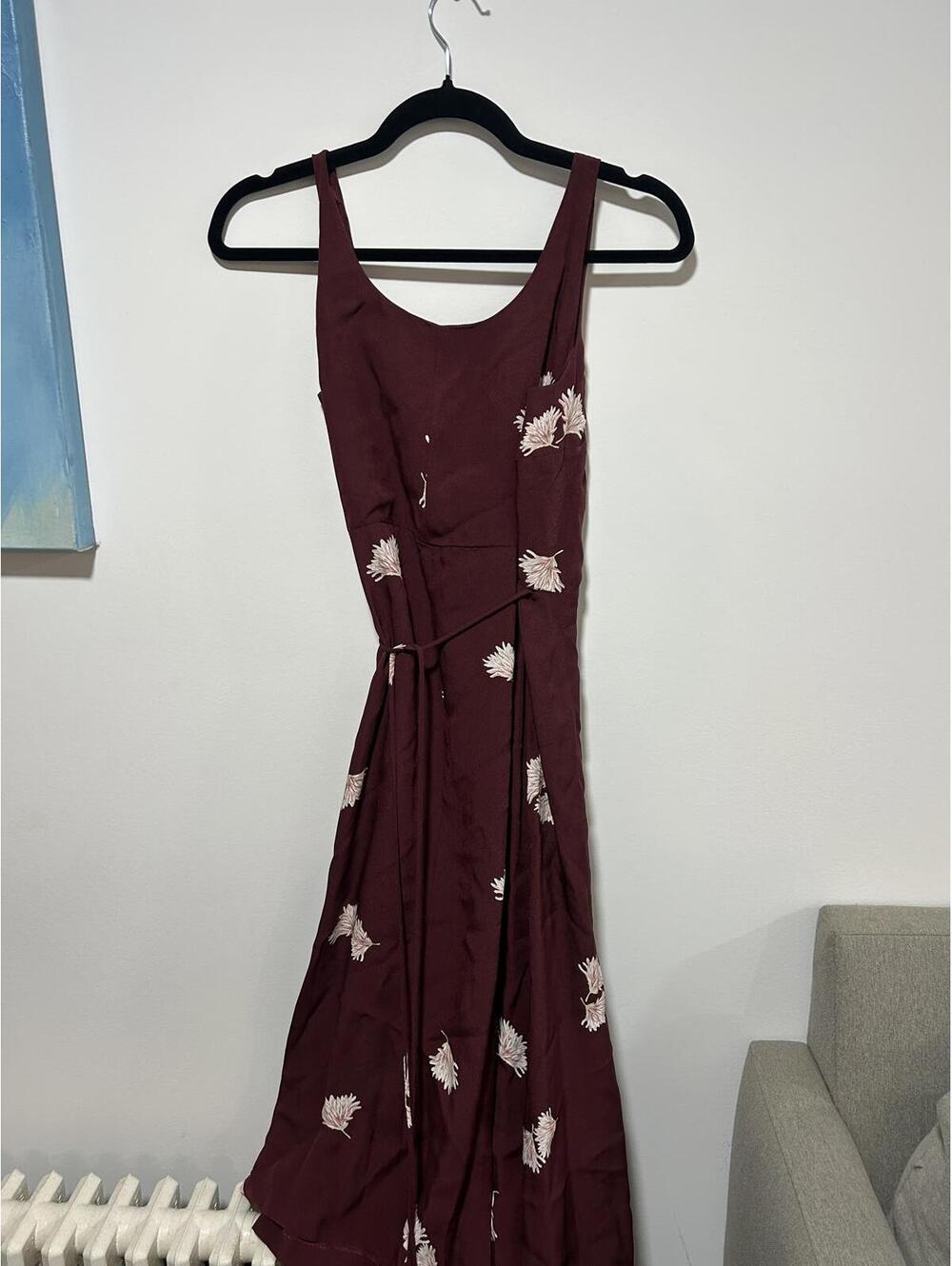 Ann Taylor Burgundy Flower Wrap Dress